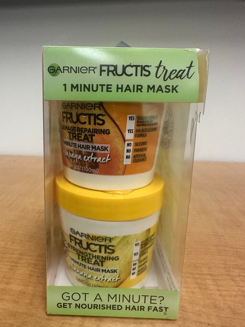Garnier Fructis Treat 1 Minute Hair Mask Papaya and Banana Extract 3.4 oz each